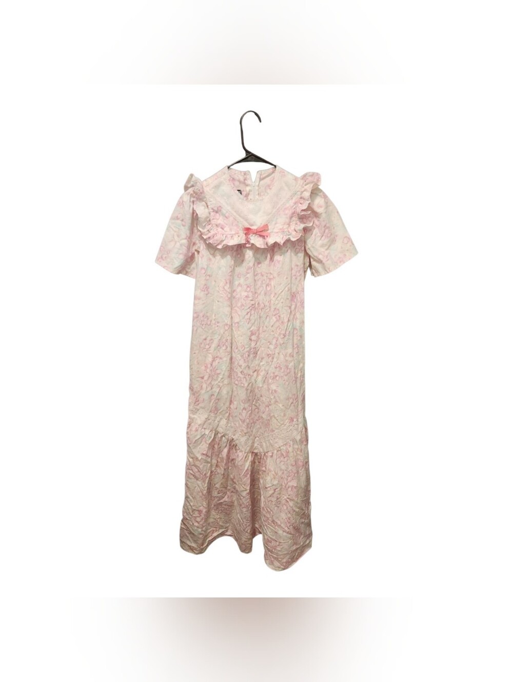 VTG 80s JaneM Honolulu Hawaiian Muumuu Dress Pastel Floral Prairie Ruffle Small